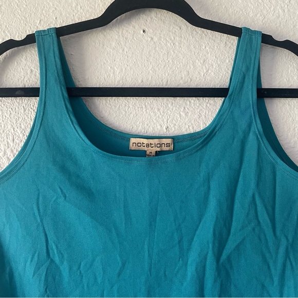 Notations Basic Tank Top Blouse Women’s M Teal Sleeveless Lightweight Stretch - Picture 3 of 8